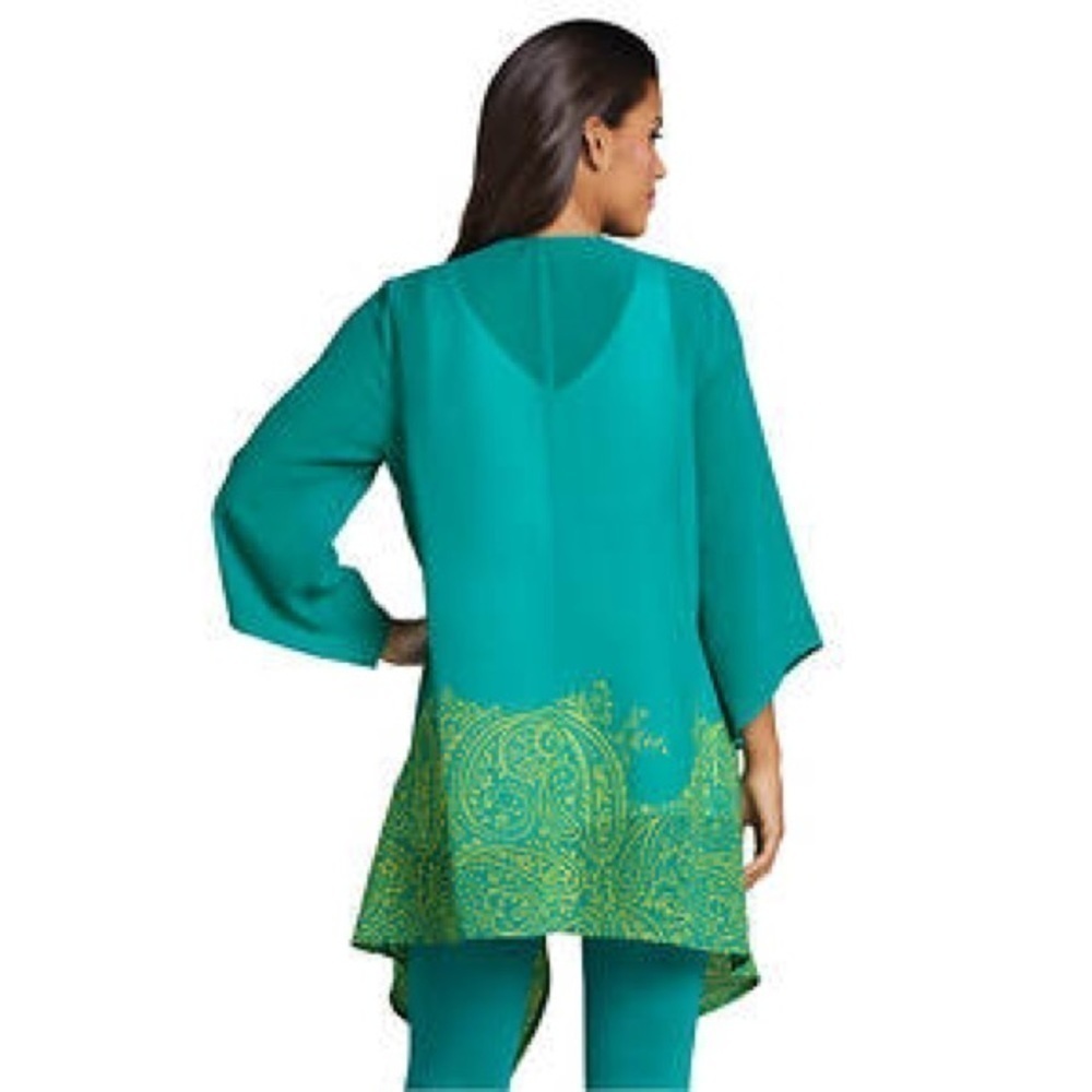 K. Jordan Sheer Kimono Teal/Kiwi - L - Picture 2 of 4